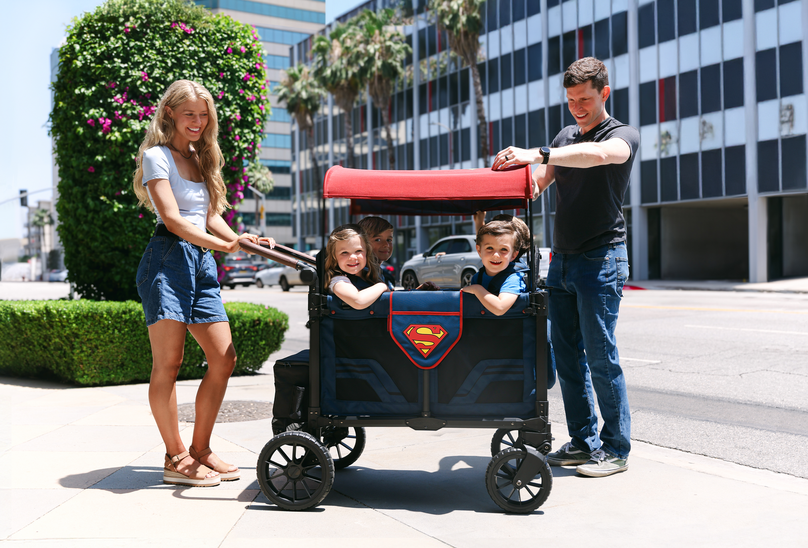 superman wonderfold 4 seater stroller wagon